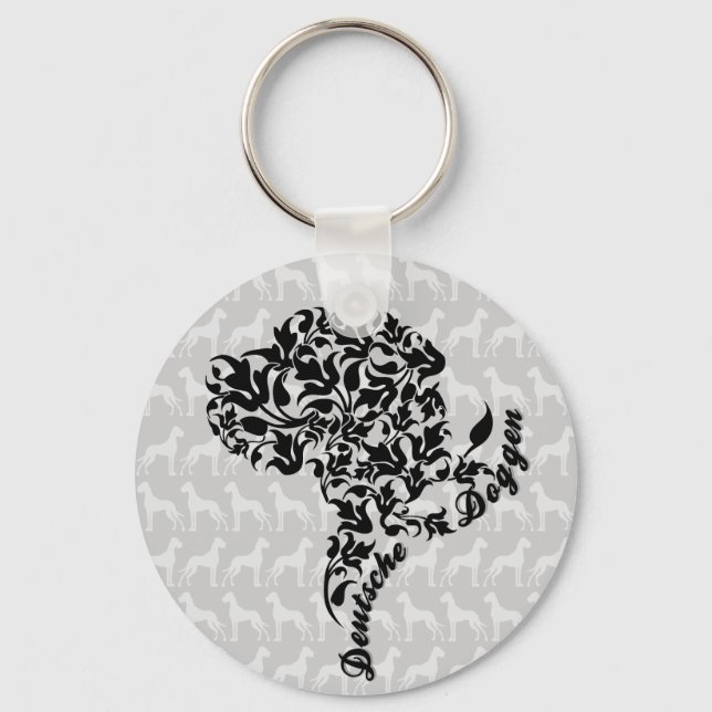 German Mastiff Portrait made of leafs  Key Ring (Front)