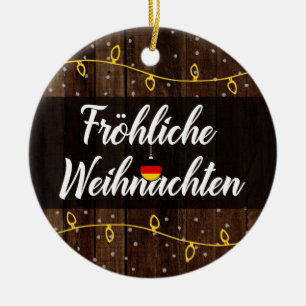German Merry Christmas, Fröhliche Weihnachten Ceramic Tree Decoration