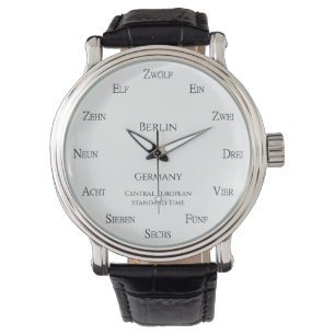 German Numbers Personalized City Country Time Zone Watch