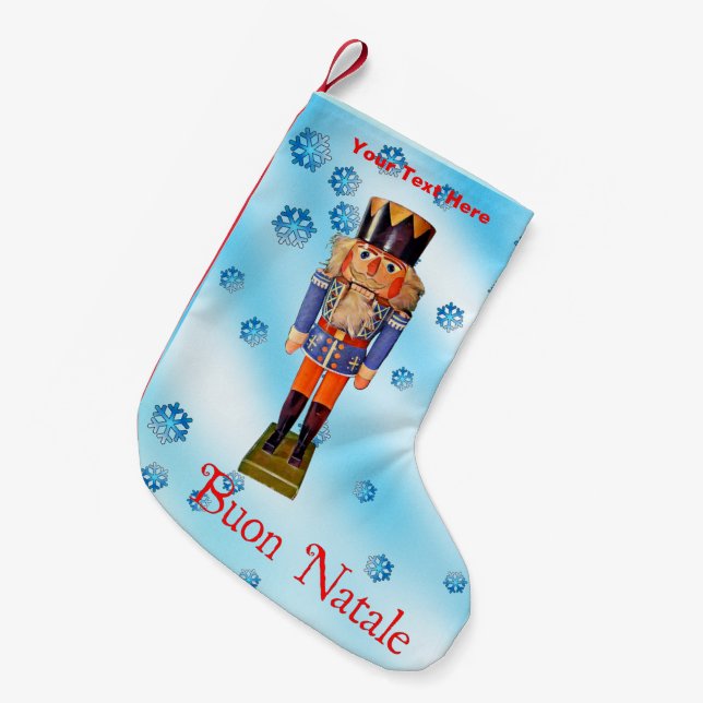 German Nutcracker - Buon Natale Small Christmas Stocking (Front (Hanging))