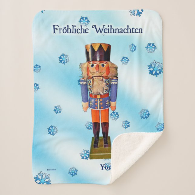 German Nutcracker - Fröhliche Weihnachten Sherpa Blanket (Front)
