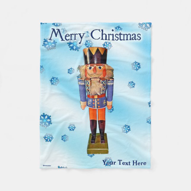 German Nutcracker - Merry Christmas Fleece Blanket (Front)