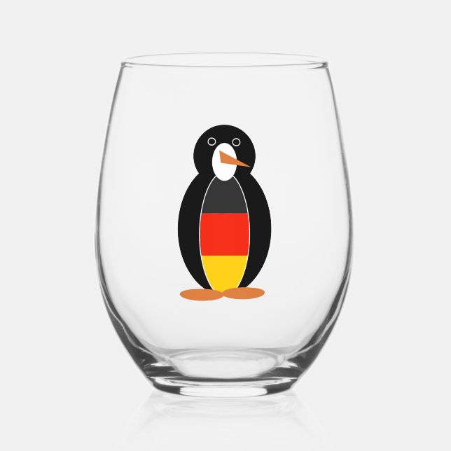 German Penguin -- Deutsch Pinguin Stemless Wine Glass (Front)