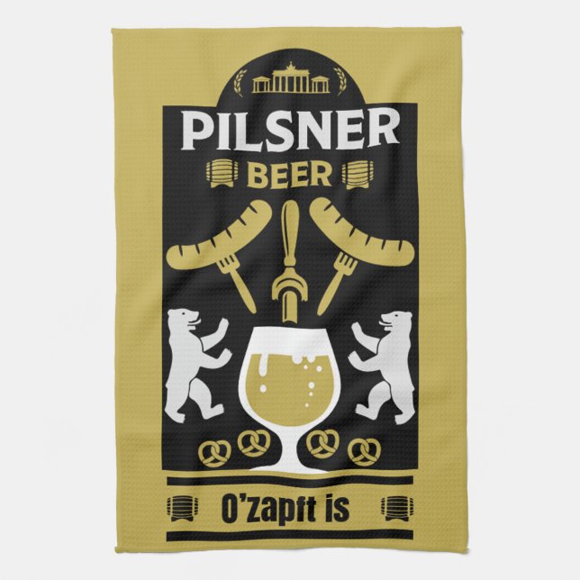 German Pilsner Beer Drinkers Tea Towel (Vertical)