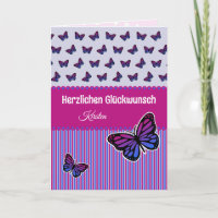 German pink and lilac butterfly custom text