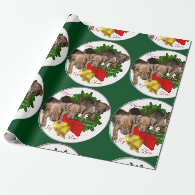 German Pinscher Christmas Wrapping Paper (Unrolled)