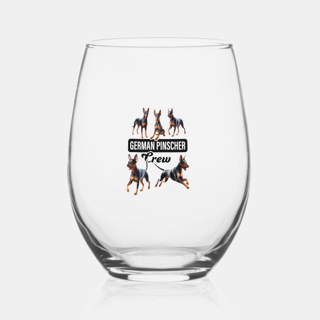 German Pinscher Crew  Stemless Wine Glass (Front)