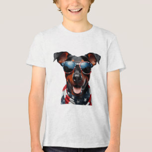 German Pinscher Dog 4th Of July American Independe Tri-Blend Shirt