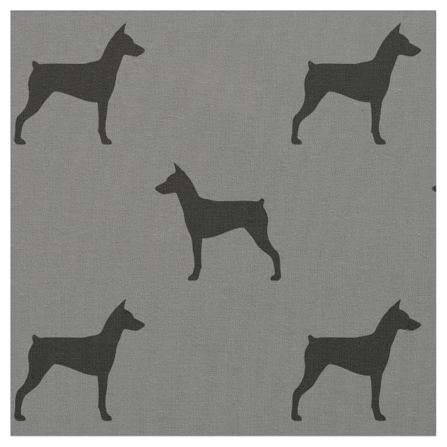 German Pinscher Dog Breed Silhouettes Patterned Fabric (Close Up)