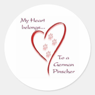 German Pinscher Heart Belongs Classic Round Sticker