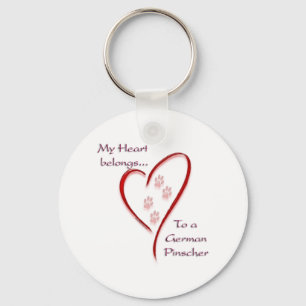 German Pinscher Heart Belongs Key Ring