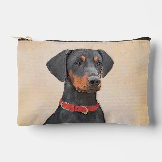 German Pinscher Painting Black Original Dog Art Accessory Pouch (Front)