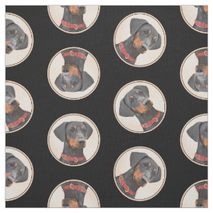 German Pinscher Painting Black Original Dog Art Fabric