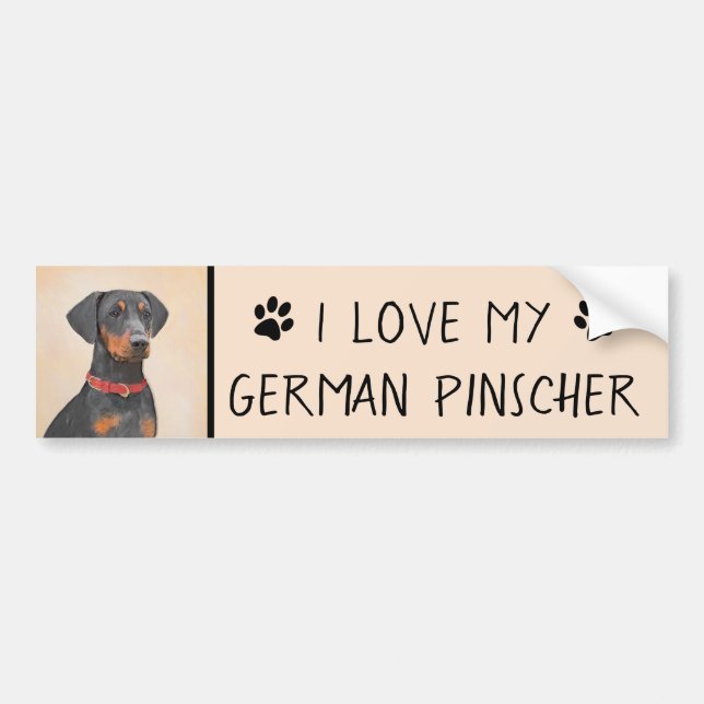 German Pinscher Painting Original Animal Art Bumper Sticker (Front)