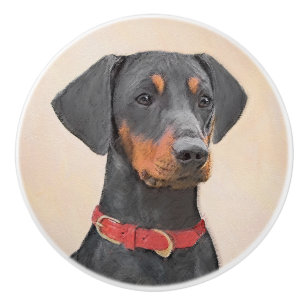 German Pinscher Painting Original Animal Art Ceramic Knob