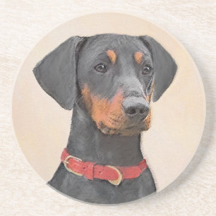 German Pinscher Painting Original Animal Art Coaster