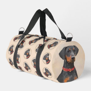 German Pinscher Painting Original Animal Art Duffle Bag