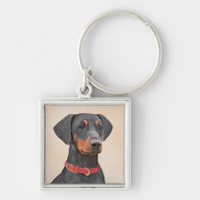 German Pinscher Painting Original Animal Art Key Ring (Front)