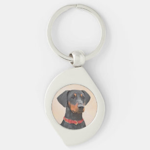 German Pinscher Painting Original Animal Art Key Ring