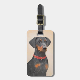 German Pinscher Painting Original Animal Art Luggage Tag