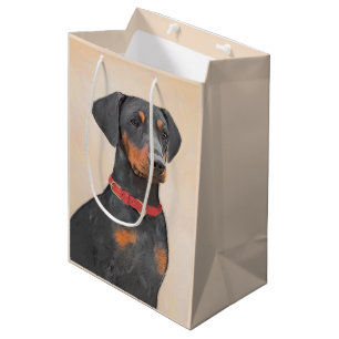 German Pinscher Painting Original Animal Art Medium Gift Bag