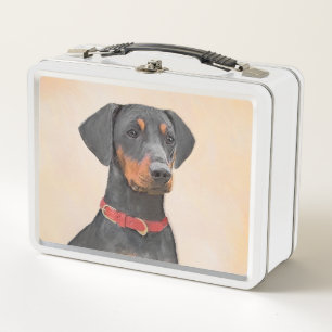 German Pinscher Painting Original Animal Art Metal Lunch Box