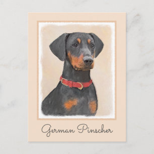 German Pinscher Painting Original Animal Art Postcard