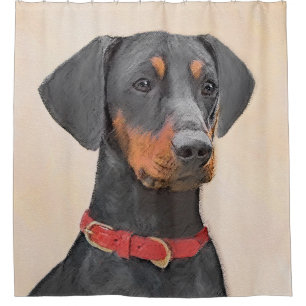German Pinscher Painting Original Animal Art Shower Curtain