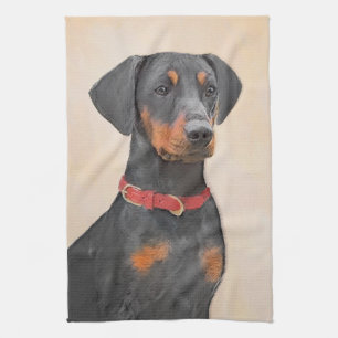 German Pinscher Painting Original Animal Art Tea Towel