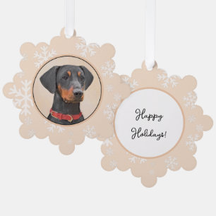 German Pinscher Painting Original Animal Art Tree Decoration Card