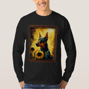 German Pinscher Painting Sunflower Flower Mom Wome T-Shirt