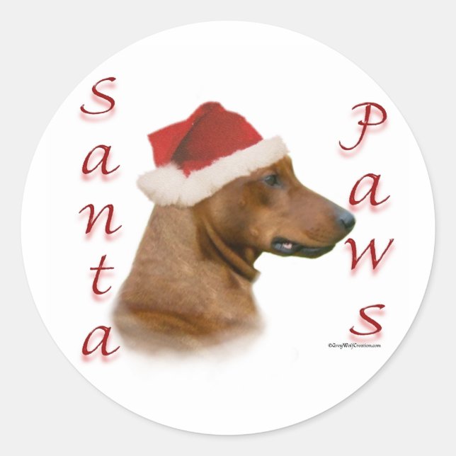 German Pinscher Santa Paws Classic Round Sticker (Front)