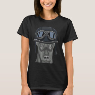 German Pinscher Wearing Vintage Motorcycle Helmet  T-Shirt
