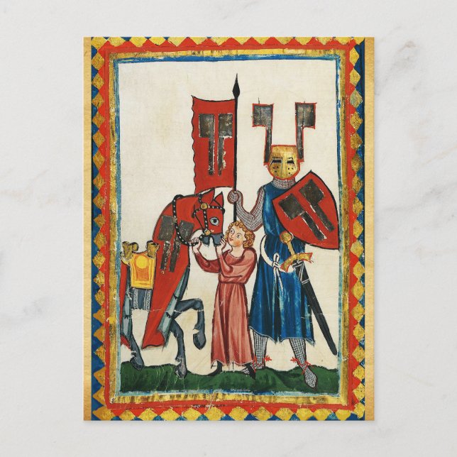 GERMAN POET AS TEUTONIC KNIGHT MEDIEVAL MINIATURE  POSTCARD (Front)