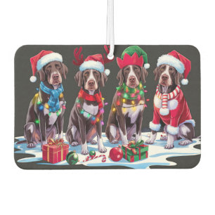 German Pointer Santa hat antlers elf Christmas Car Air Freshener