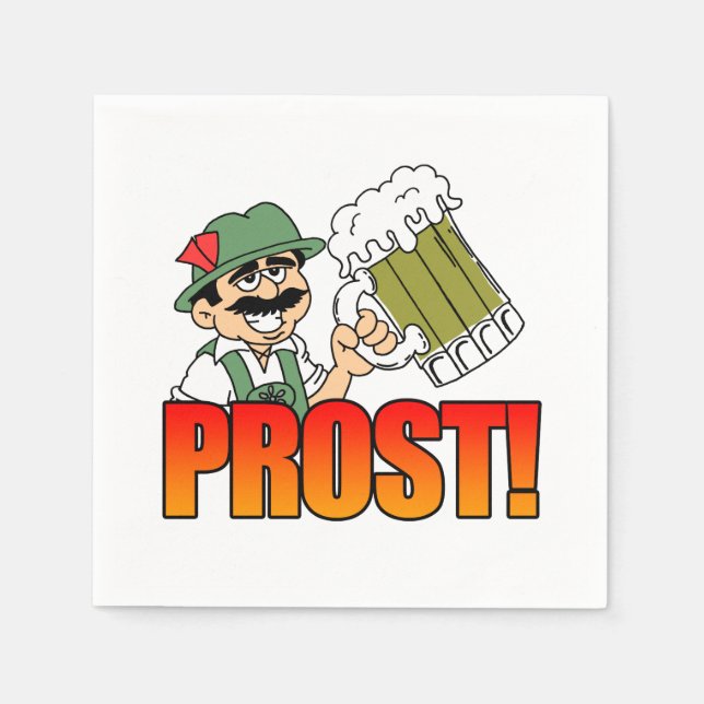 German Prost Party Napkins Cartoon Bier (Front)