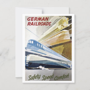 German Railroad Travel Poster Style Retro Inspired Postcard