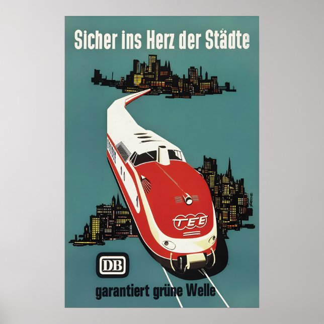 German Railways TEE Poster Vintage High Speed Rail (Front)