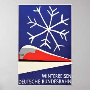 German Railways Travel Poster Winter journeys with