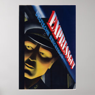 German Reichsbahn Poster Express freight! Vintage