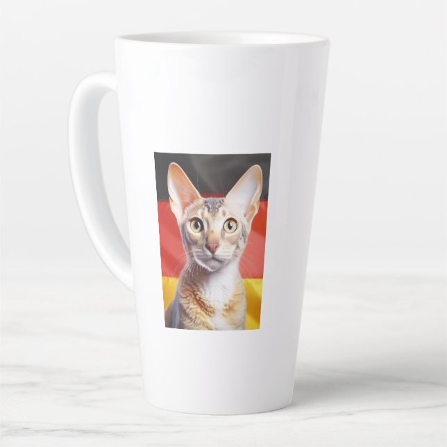 German Rex Cat German Flag In Background Latte Mug (Left Angle)