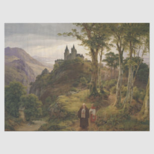 German Romantic Landscape with Monastery Complex Tissue Paper