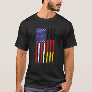 German Roots Half American Flag Patriotic German T-Shirt