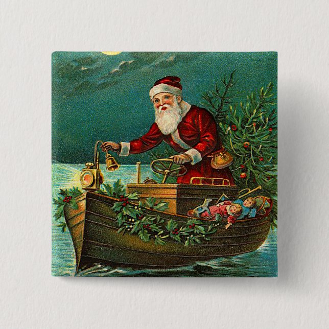 German Santa Christmas Button (Front)