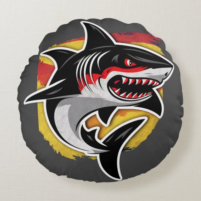 German Shark Round Cushion (Front)