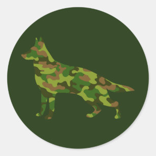 German Shepard army green camouflage Classic Round Sticker