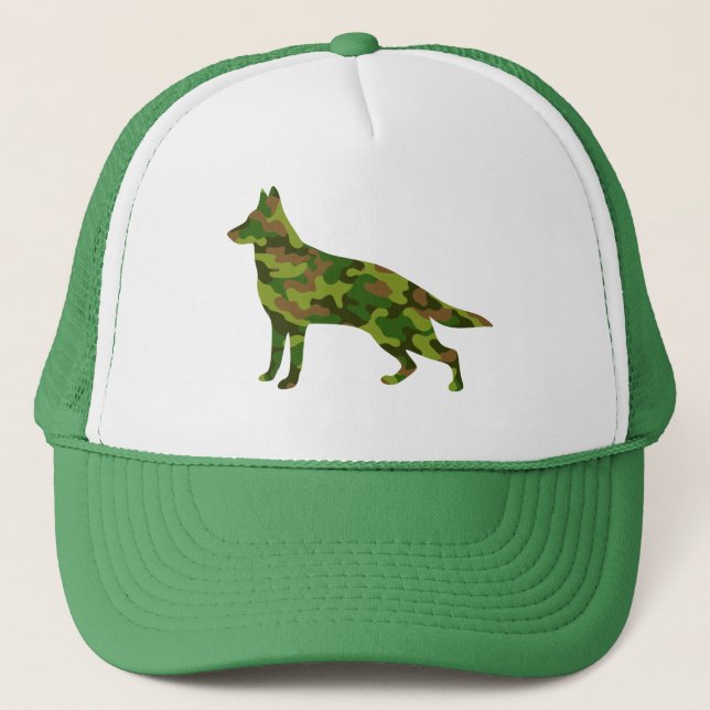 German Shepard army green camouflage Trucker Hat (Front)