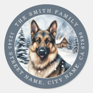 German Shepard Dog Round Stickers