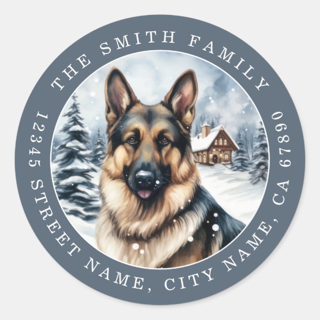 German Shepard Dog Round Stickers (Front)