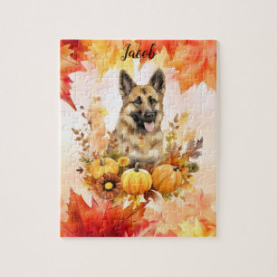 German Shepard in Autumn personalised Jigsaw Puzzle